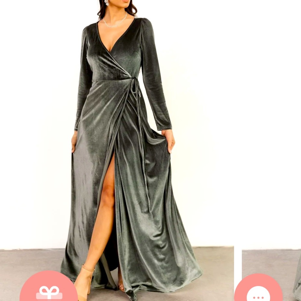 Baltic Born Esmerelda velvet wrap dress Eucalyptus/ sage small
